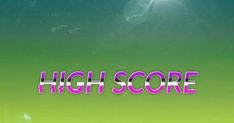 High score text banner over mathematical equations floating on green and blue Stock Illustration