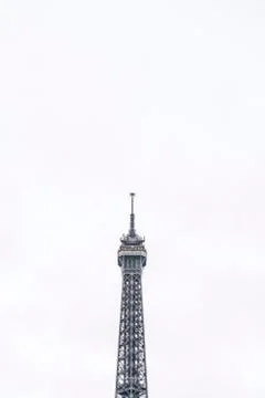 High section of Eiffel tower against clear sky Fotos de archivo