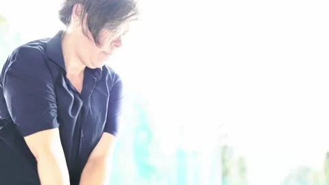 High Section of a Golfer Making a Golf Swing in a Sunny Summer Day Stockbeeldmateriaal 285498650