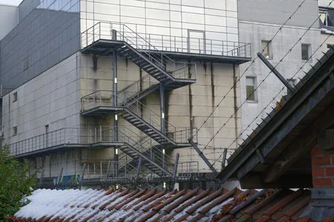 High security facility with triple razor wire fencing Stock Photos