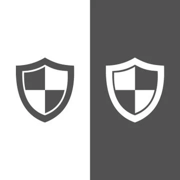 High security shield icon on black and white background Stock Illustration