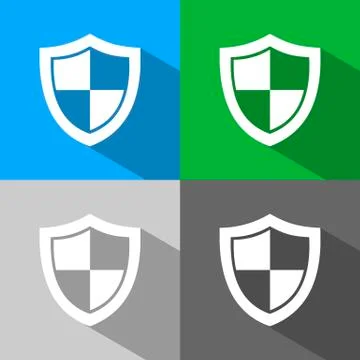 High security shield icon with shade on colored backgrounds Stock Illustration