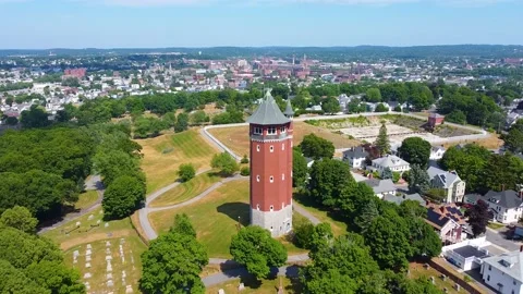High Service Water Tower, Lawrence, MA, USA Stockbeeldmateriaal 166045822