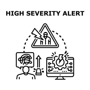 High severity alert notification system identifying security risk Stockillustratie