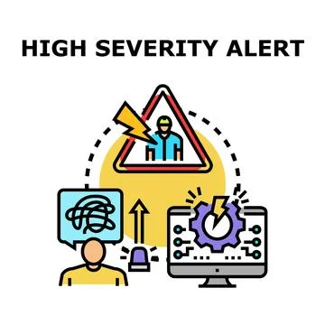 High severity alert notification system identifying security risk Stock Illustration