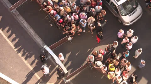High shot looking down on crowds at Cannes Film Festival Stock Footage 22517014