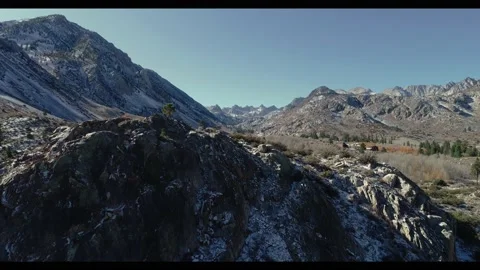 High Sierras  Mountain  Pine Trees Above Bishop Fly By Stock Footage 147233469