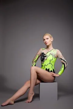 High skill gymnast dancer studio portrait Stock Photos