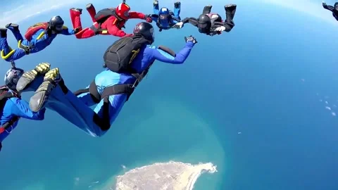 High sky jumping and skydiving stunts Stock Footage 263047490
