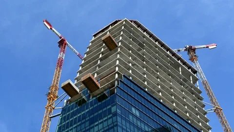 High skyscraper under construction Stock Footage 105728782