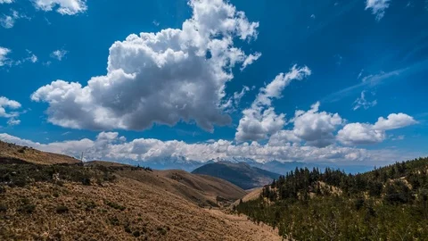High snow covered mountain peaks in the Andes in the distance Stock Footage 100500297