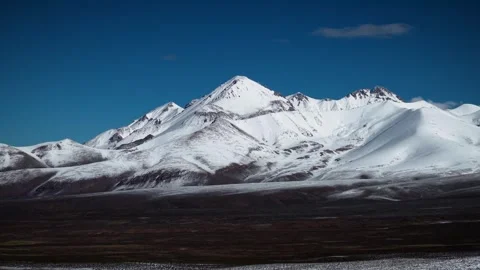 High snow-covered mountains in the Andes Video stock 344543251