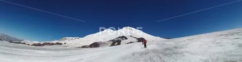 High snowy peaks panoramic photography Stock Photos