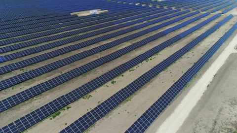 High Span over rows of solar panels Stock Footage 153357714