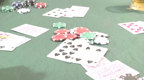High Speed 7 card Stud Poker Hand Stock Footage 46759483