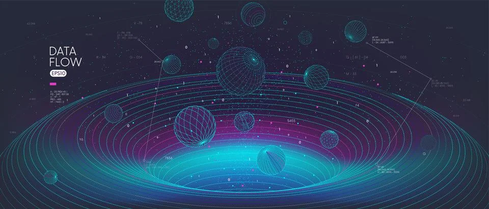 High-speed big data flow, Database tunnel information processing, innovativ.. Stockillustratie