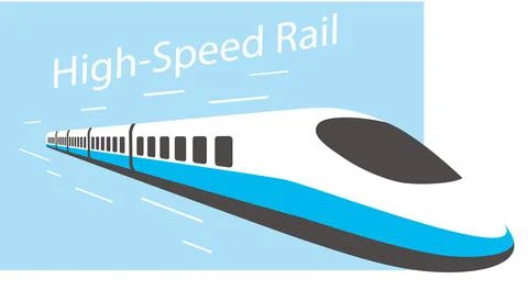 High speed bullet train coming out, modern flat design, vector illustration Stock Illustration