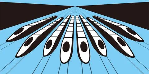 High speed bullet train coming out, modern flat design, vector illustration Stock Illustration