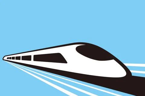 High speed bullet train coming out, modern flat design, vector illustration Stock Illustration