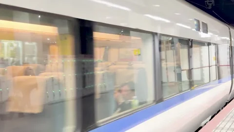 High Speed Bullet Train Departing From Kyoto Station Platform in Japan 스톡 동영상 334313626