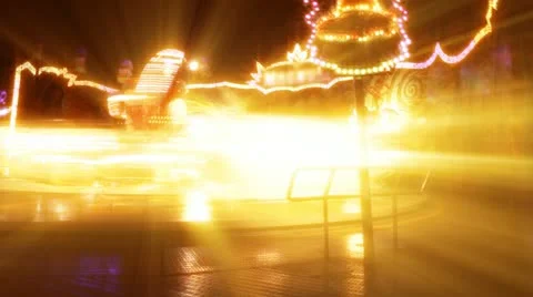 High Speed Carousel Rotating At Fair Stock Footage 22411843