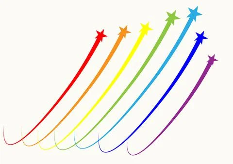High speed celestial objects stars with rainbow trail Stock Illustration