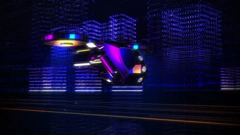 High-Speed Chrome Drone is Rapidly Flying Through the Virtual Space.3D Animation Stock Footage 278225178