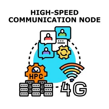 High speed communication node connecting users globally Stock Illustration
