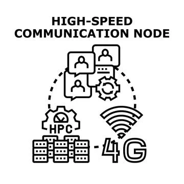 High speed communication node connecting users globally Stock Illustration