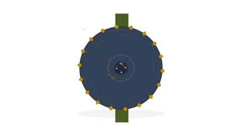 High-Speed Continuous Rotation Forestry Feller-Buncher Disc Saw Blade Animati Stock Footage 346674622