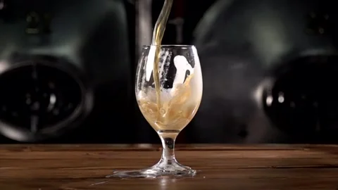 High Speed Craft Beer Pour Shows Brewing Process and Foam Formation at 1000 Fps Stock Footage 324861438
