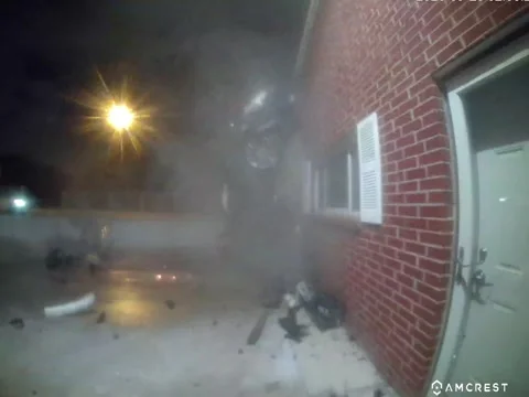 High-Speed Crash Into Wall Caught on Security Camera - 01 Oct 2026 Stock Footage 346852808