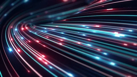 High Speed Data Flow Tunnel - Abstract Fiber Optic Light Lines Background Stock Footage 323435347