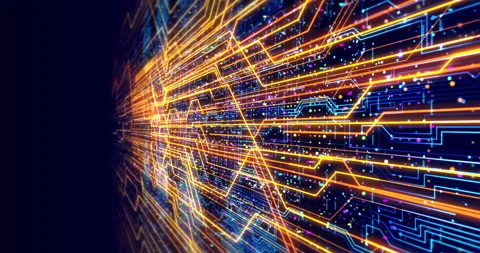 High speed data transfer concept with abstract digital circuit lines. Stock Footage 338416922
