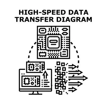 High speed data transfer process diagramming digital technology Stock Illustration