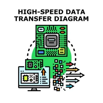 High speed data transfer process diagramming digital technology Stock Illustration