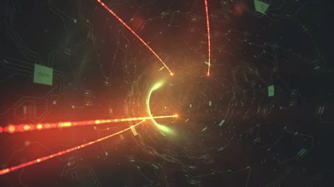 High Speed Data Transfer Visualisation In Fiber Optic Technology Tunnel Stock Footage 145658053