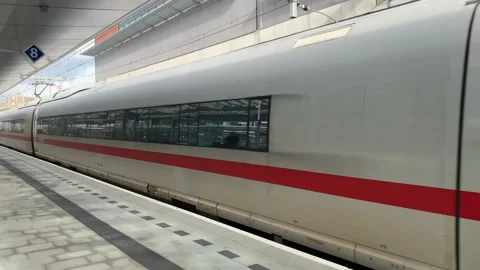 High speed DB (Deutsche Bahn) ICE train departs from Utrecht train station Stock Footage 219891074