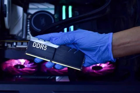 High-speed DDR5 RAM modules. Foto stock