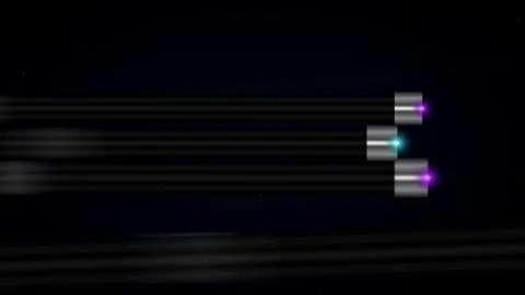 High speed digital data transmission represented by glowing fiber optic cab.. Stock Footage 345694149