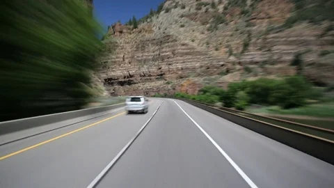 High-speed driver's POV of I-70 near Eagle, Colorado Stock Footage 81195192