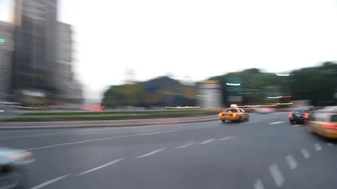 High-speed driver's POV of streets near Columbus Circle, NYC Stock Footage 81194098
