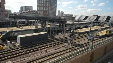 High Speed Electric Train Leaving Reading Station Stock Footage 172092738
