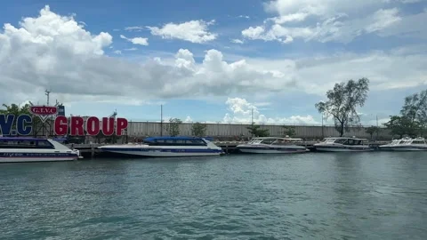High Speed Ferry Boat Is Docked at Passenger Terminal Vidéo 337051606