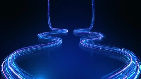 High Speed Fiber Network with Neon Data Trails and Futuristic Motion Stock-Footage 342625018