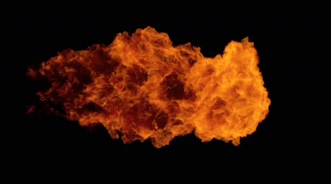 High Speed Fire ball explosion from left to right, slow motion fire flamethrower Stock Footage 68598457