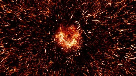 High Speed Fire ball explosion towards to camera, cross frame ahead transitio Illustrazione stock