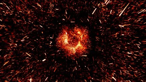 High Speed Fire ball explosion towards to camera, cross frame ahead transit.. Stock Illustration
