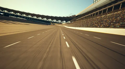 High Speed First Person View of a Racing Track in a Stadium Stockbeeldmateriaal 60842946