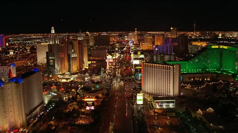 High-speed flight north over The Strip in Las Vegas. Shot in 2005. Stock Footage 59514304